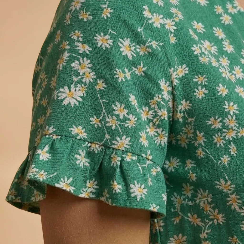 Dress with Floral Print and Ruffled Hem for Women