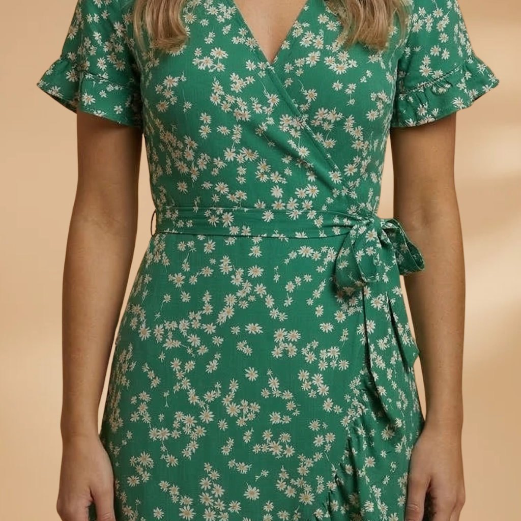 Dress with Floral Print and Ruffled Hem for Women