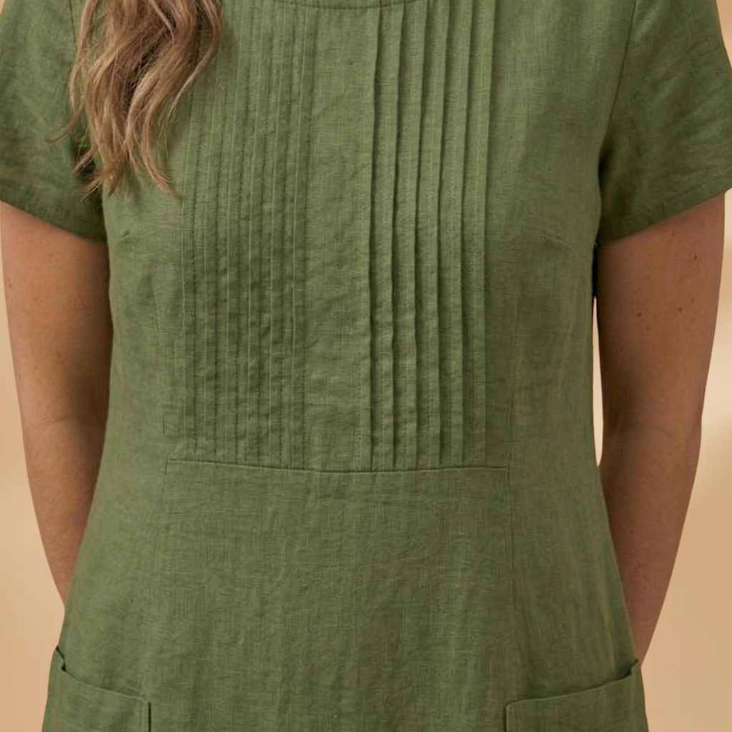 Dress Short Sleeves and Side Pockets for Women