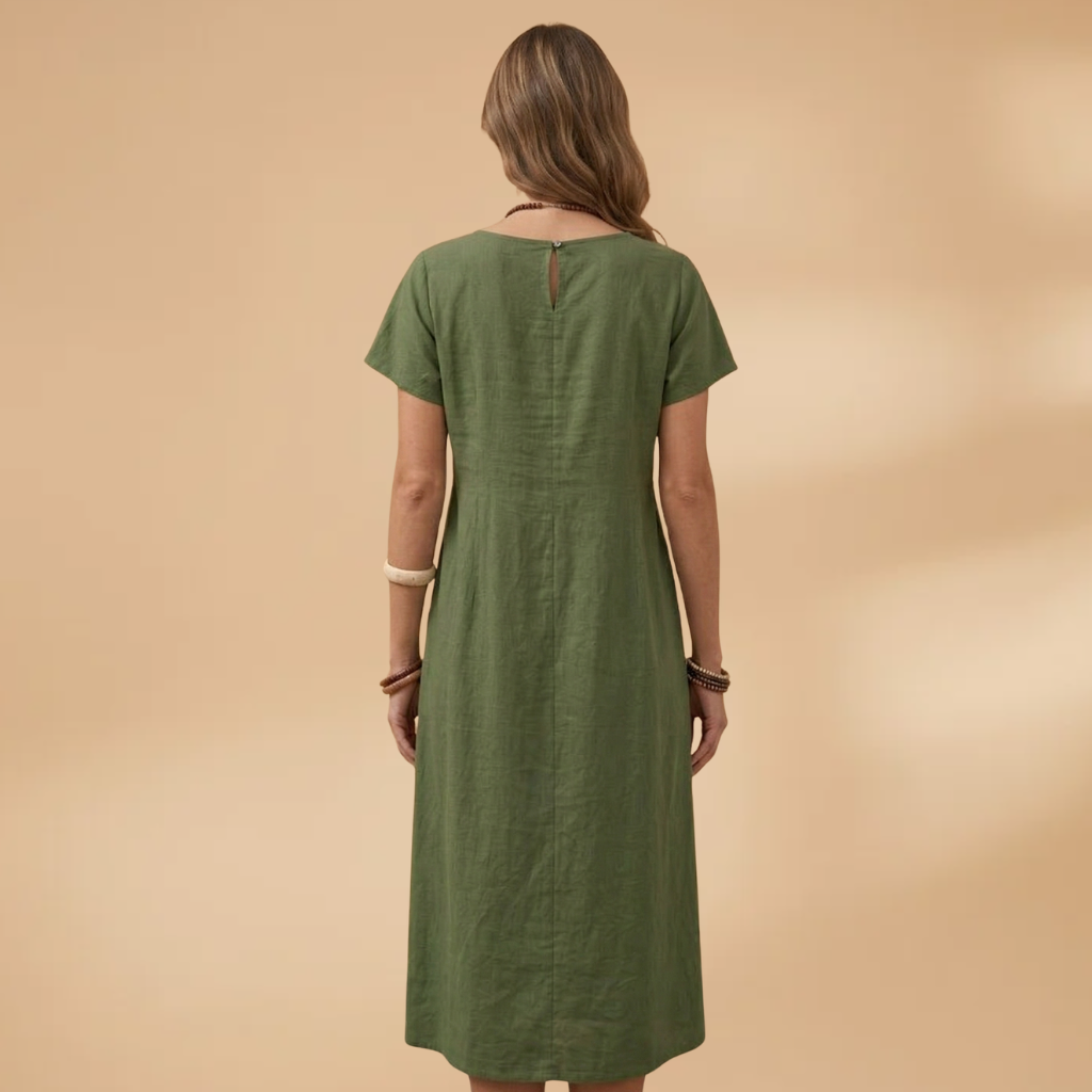 Dress Short Sleeves and Side Pockets for Women