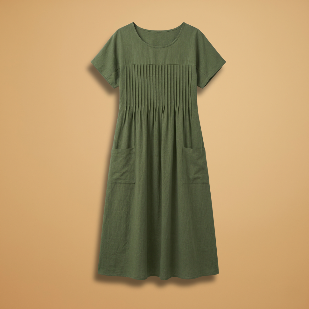 Dress Short Sleeves and Side Pockets for Women
