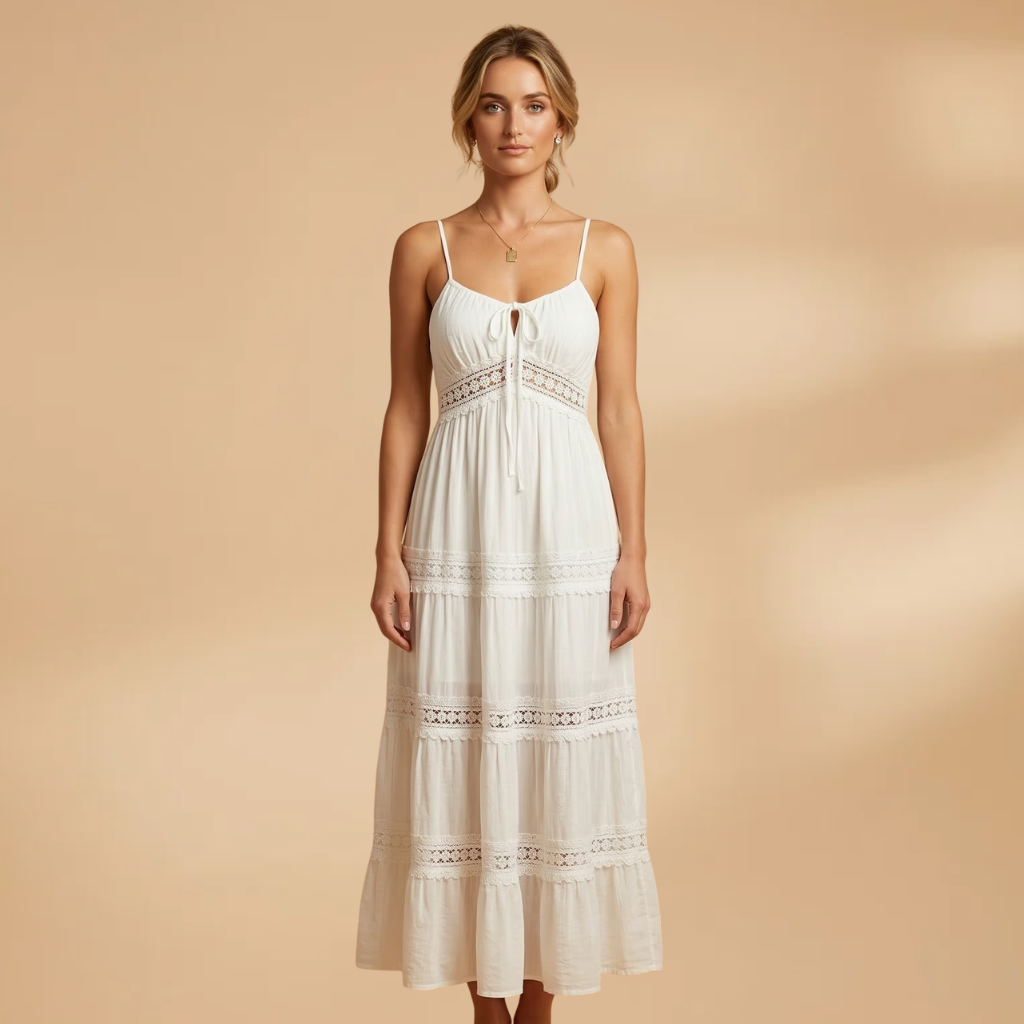 Dress with Spaghetti Straps and Ankle-Length Hem for Women