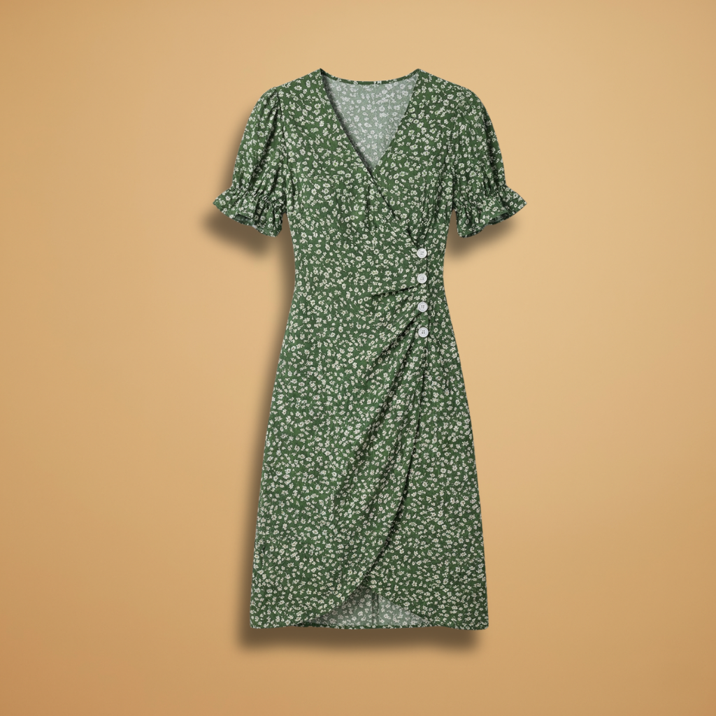 Dress V-Neckline and Flared Skirt for Women