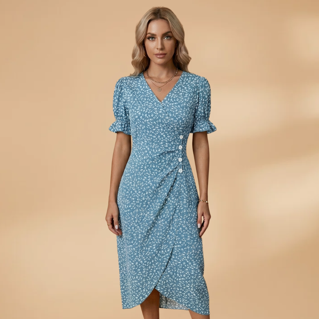 Dress V-Neckline and Flared Skirt for Women