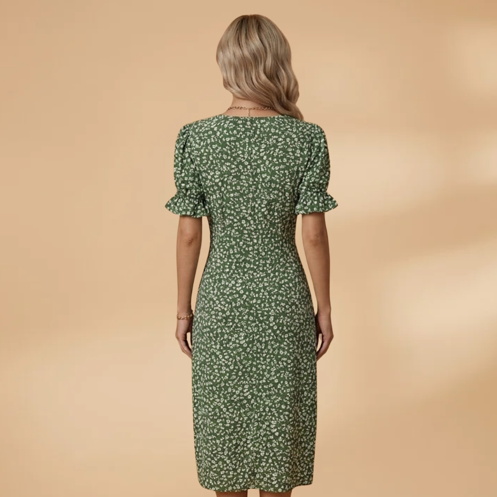 Dress V-Neckline and Flared Skirt for Women