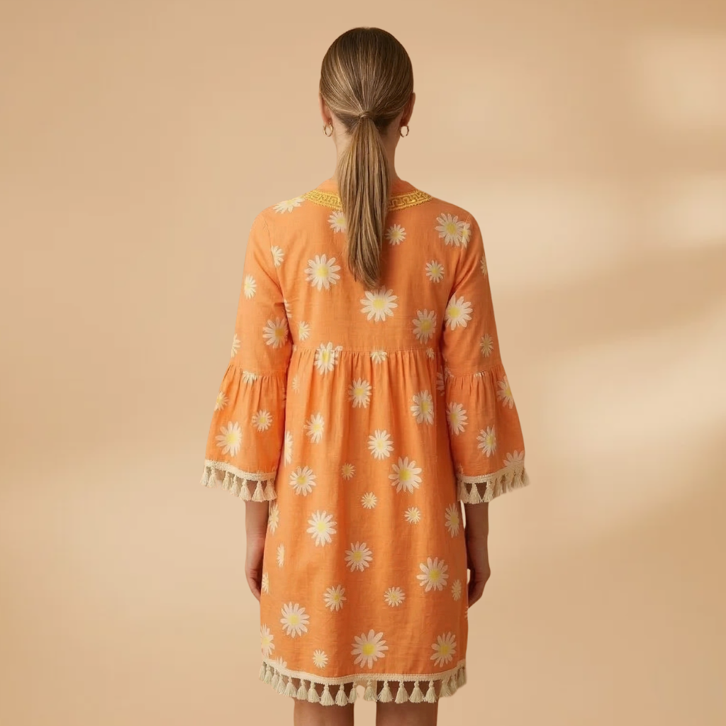 Dress V-Neckline and Tasselled Hems for Women
