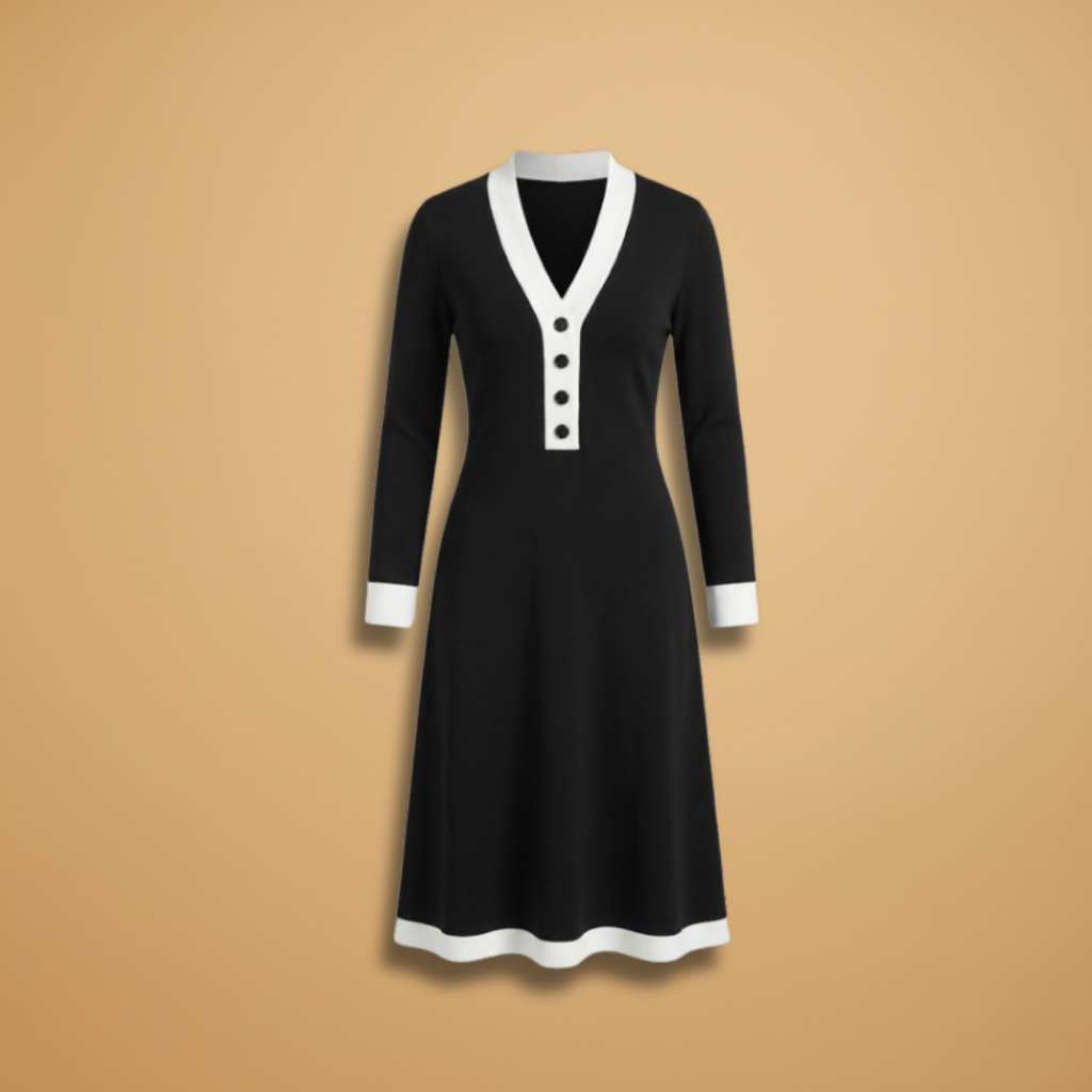 Dress with a V-neckline and long sleeves for Women