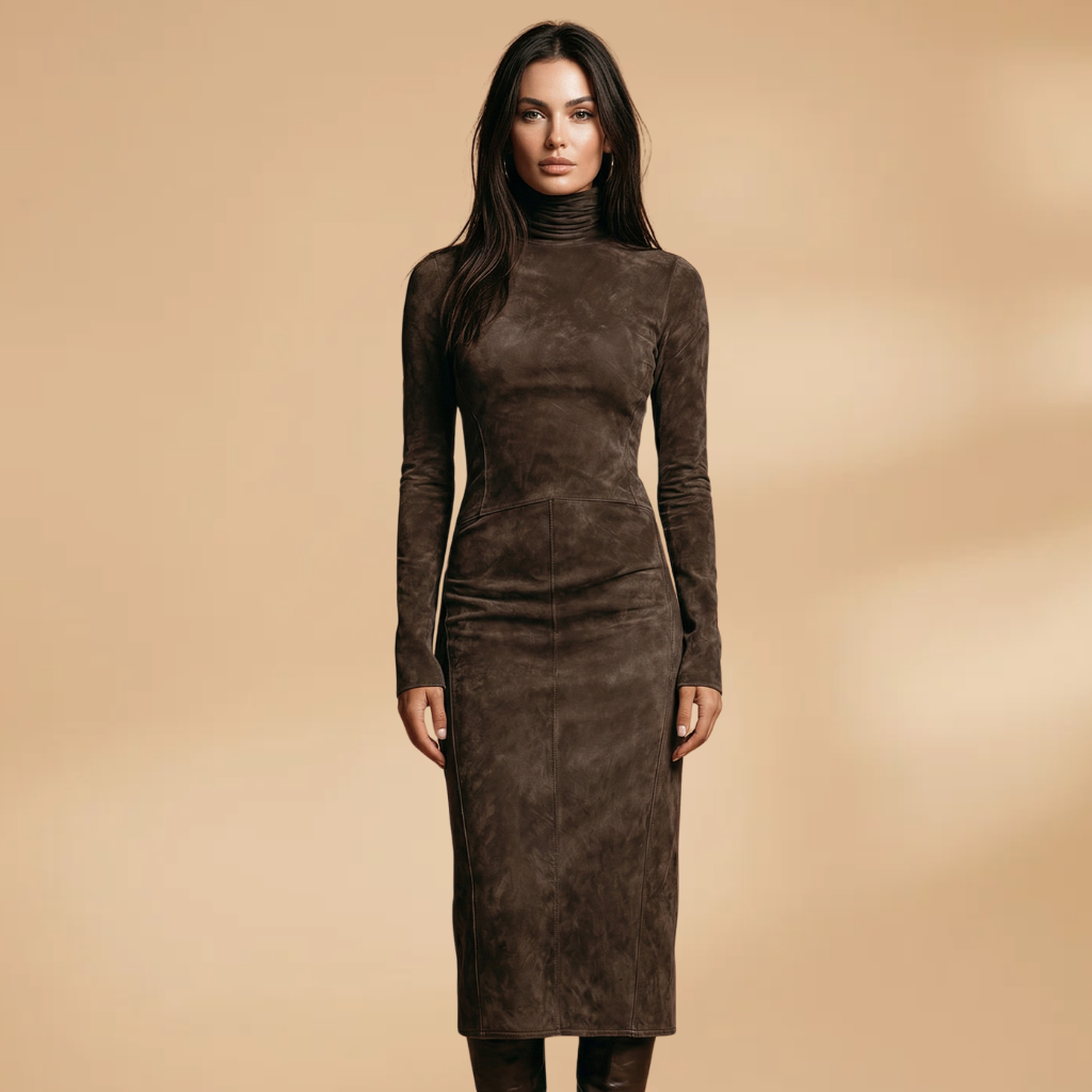Dress with long sleeves and an asymmetrical hem for Women