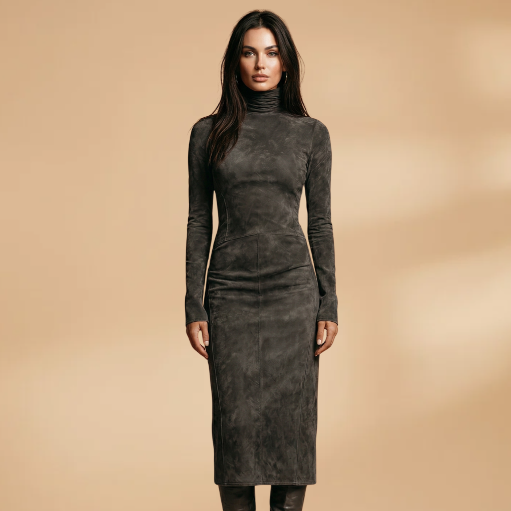 Dress with long sleeves and an asymmetrical hem for Women