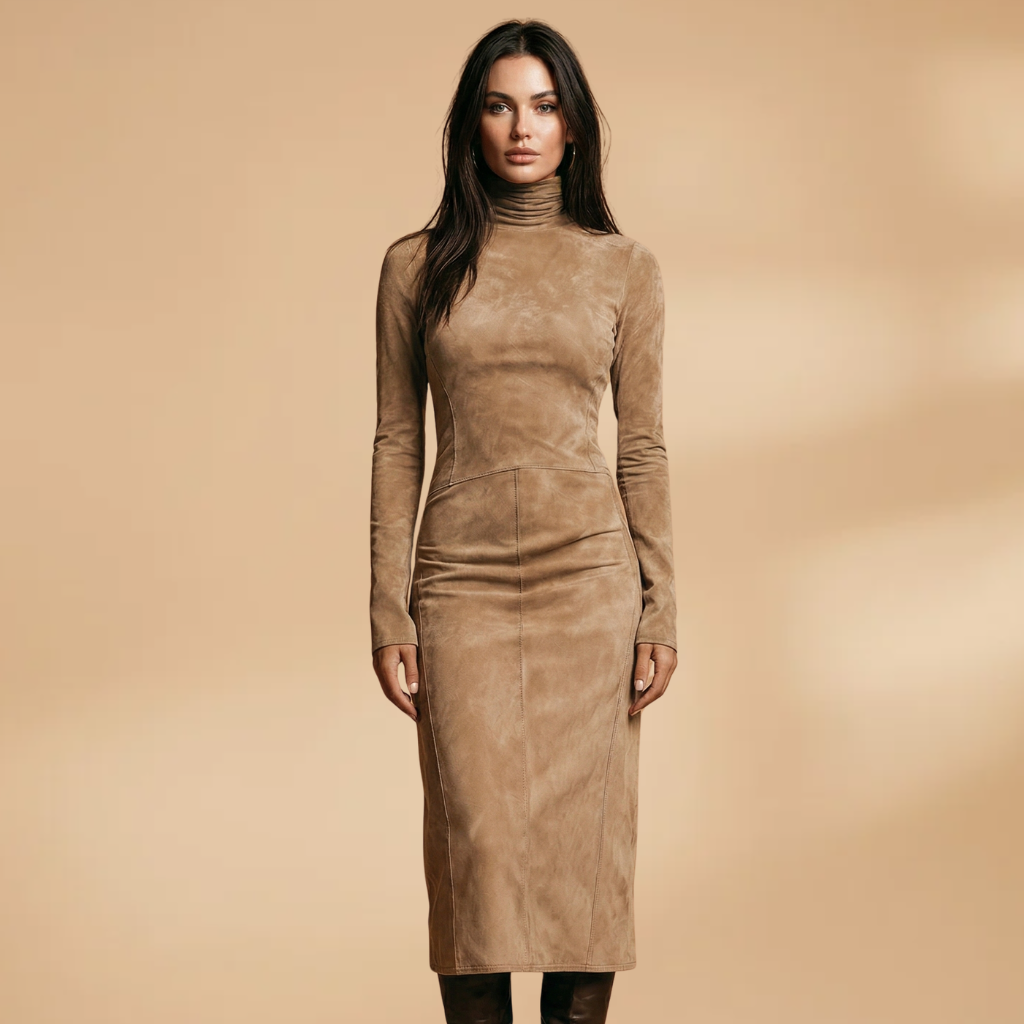 Dress with long sleeves and an asymmetrical hem for Women