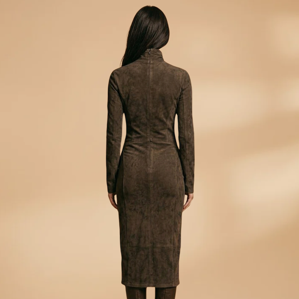 Dress with long sleeves and an asymmetrical hem for Women