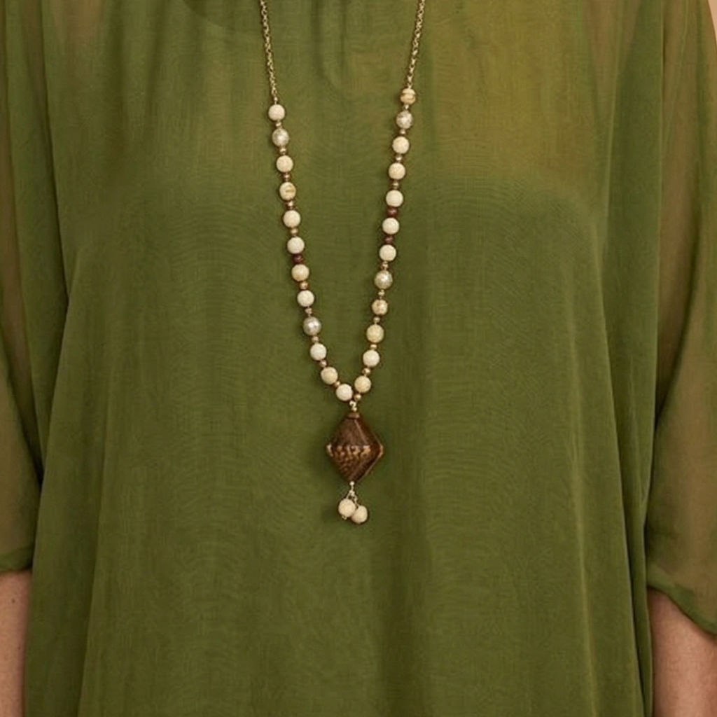 Dress with smocked sleeves and a maxi length for Women