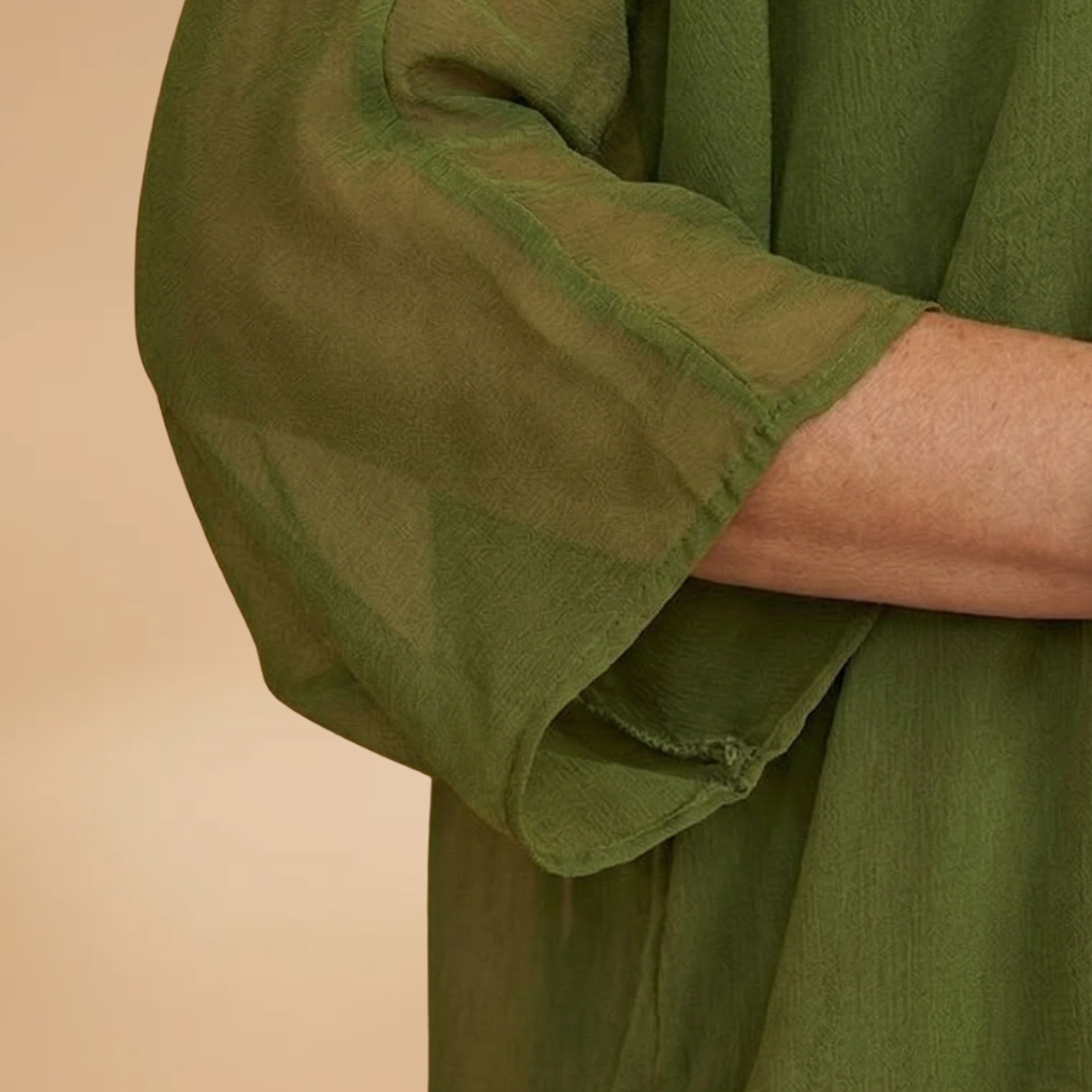 Dress with smocked sleeves and a maxi length for Women
