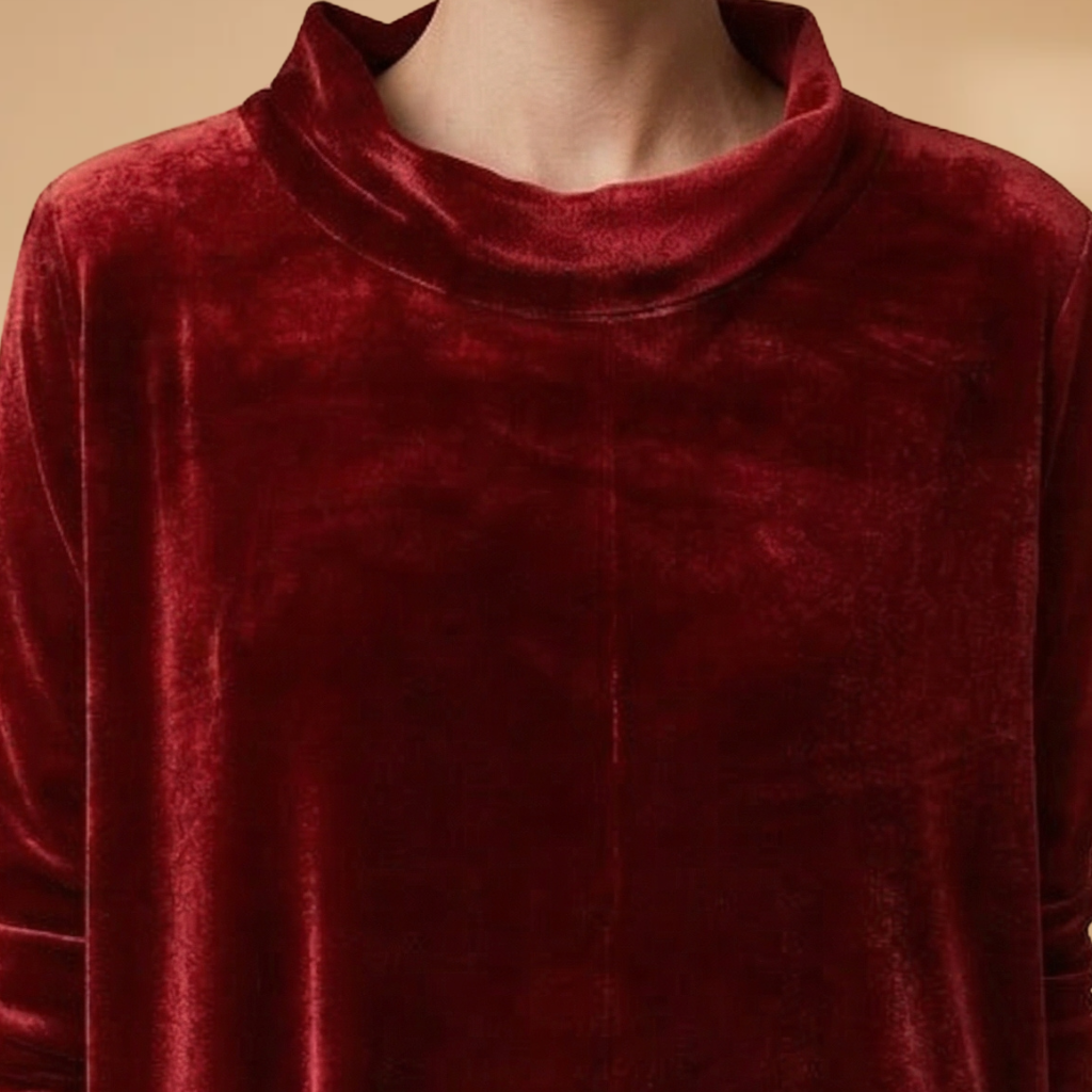 Dress with velvet surface and relaxed drape for Women