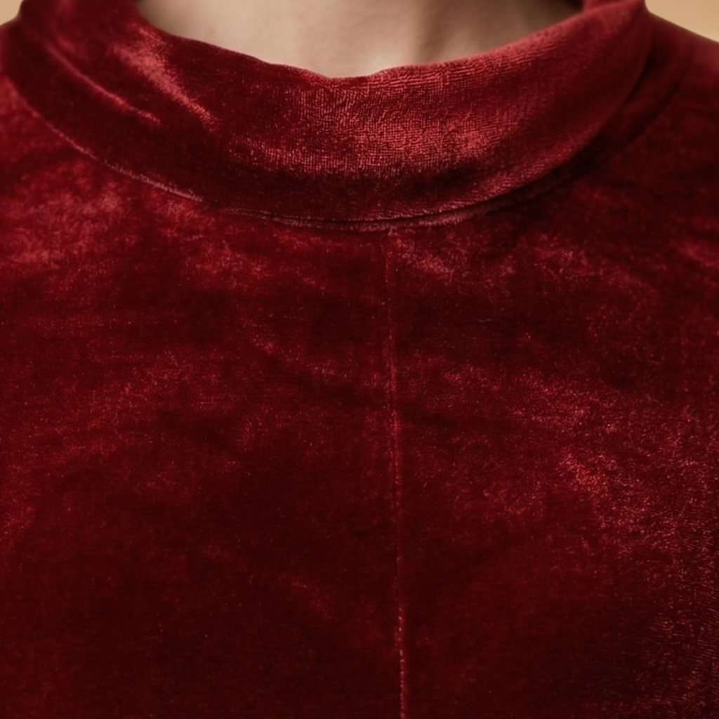 Dress with velvet surface and relaxed drape for Women