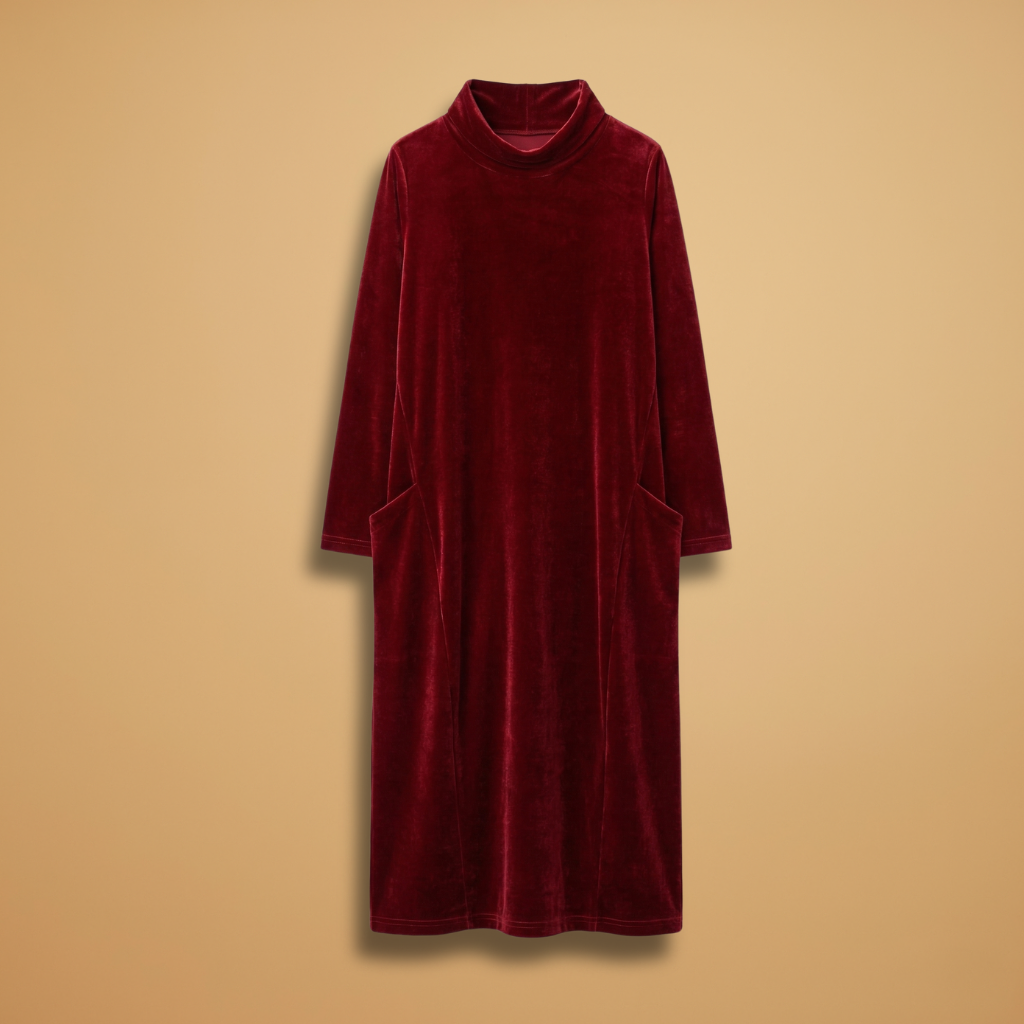 Dress with velvet surface and relaxed drape for Women