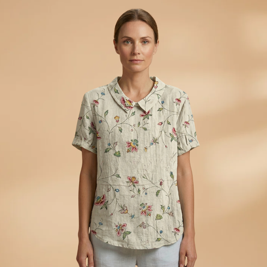 Floral Shirt with Button Closure and Long Sleeves for Women