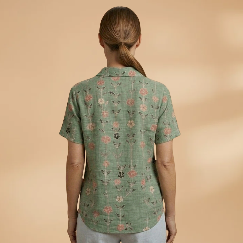 Floral Shirt with Button Closure and Long Sleeves for Women