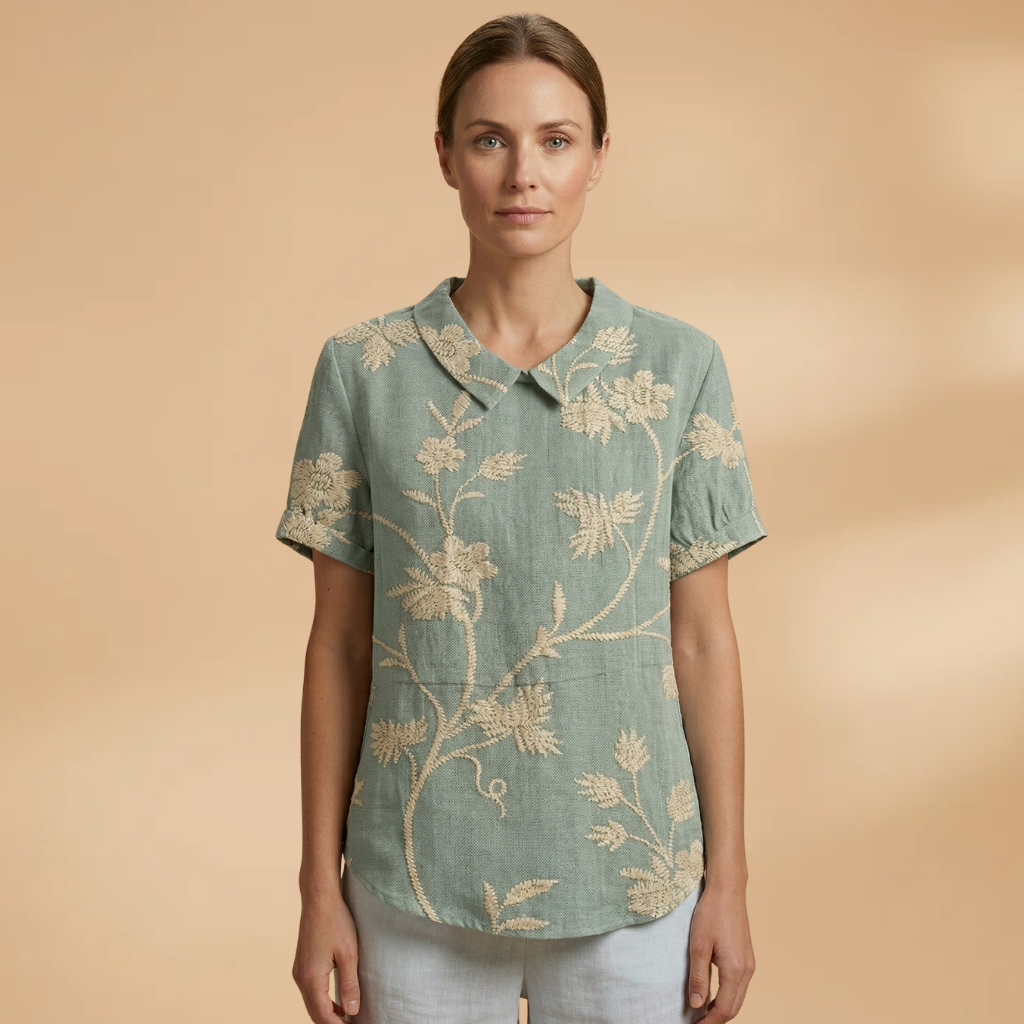 Floral Shirt with Button Closure and Long Sleeves for Women