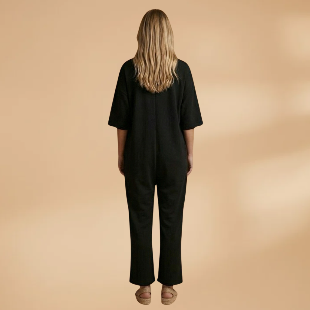 Jumpsuit with mid-length sleeves and a circular pendant for Women