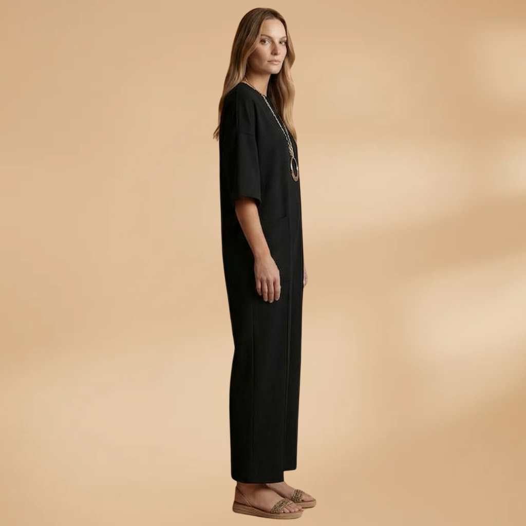 Jumpsuit with mid-length sleeves and a circular pendant for Women