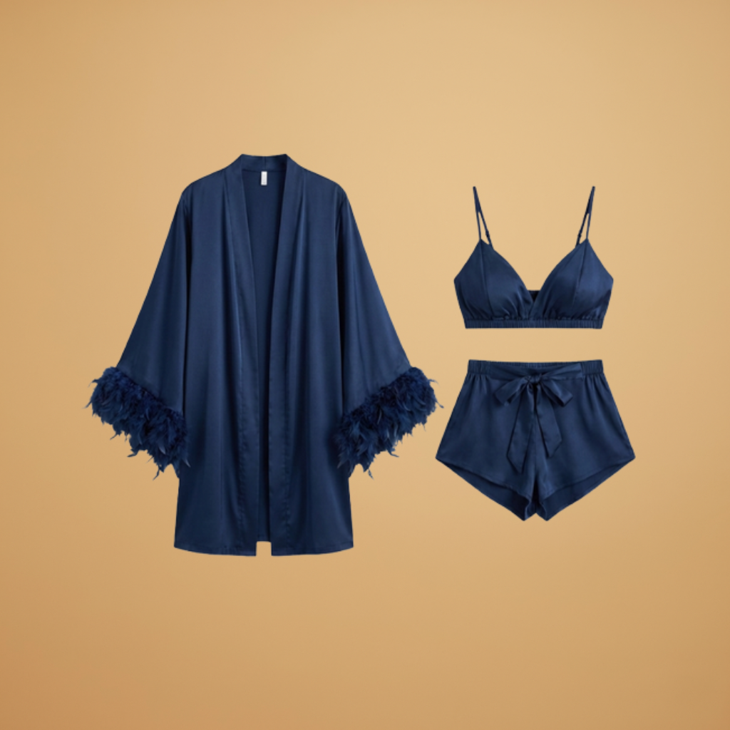 Kimono with Feathered Sleeves and Open Front for Women