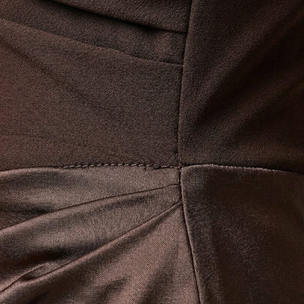 Maxi Dress with Asymmetric Neckline and Pleated Surface for Women