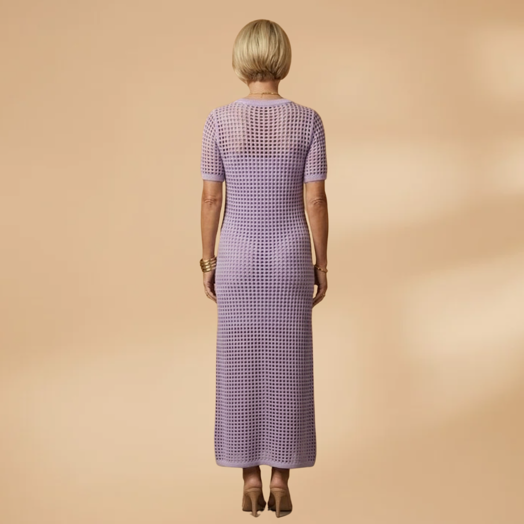 Maxi Dress with Strappy Inner and Perforated Overlay for Women