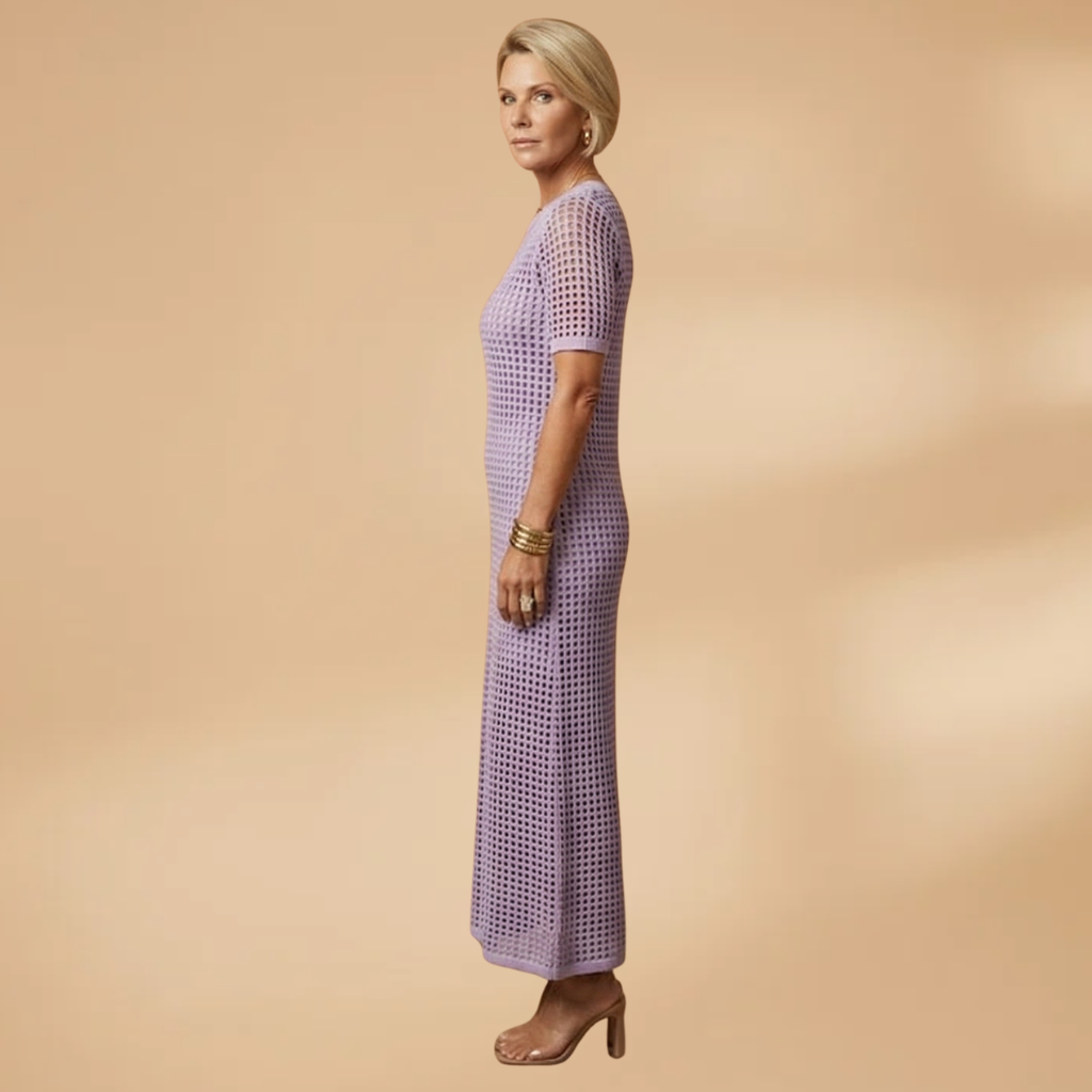Maxi Dress with Strappy Inner and Perforated Overlay for Women