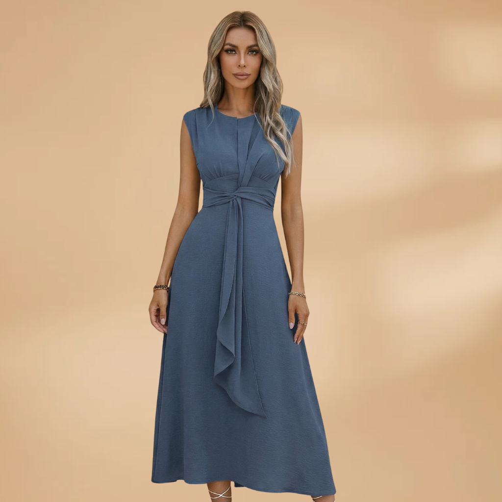 Sleeveless Maxi Dress with Round Neck and Comfortable Fit for Women