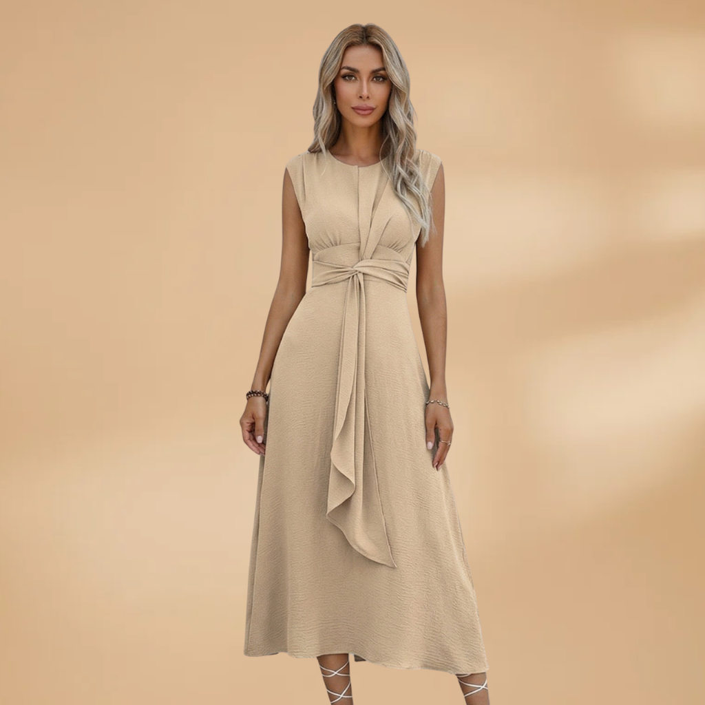 Sleeveless Maxi Dress with Round Neck and Comfortable Fit for Women