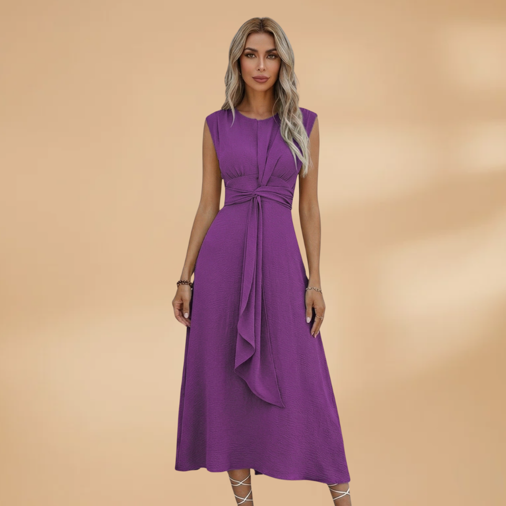 Sleeveless Maxi Dress with Round Neck and Comfortable Fit for Women