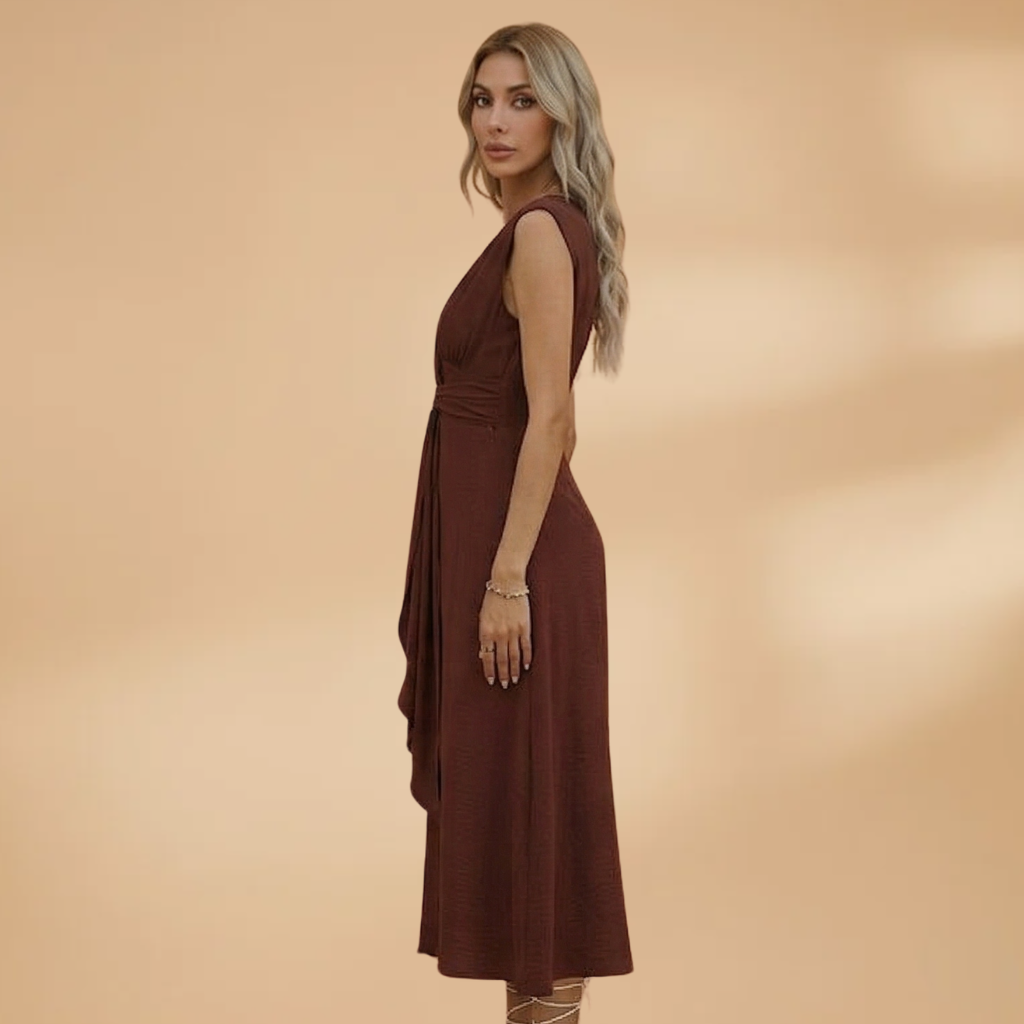 Sleeveless Maxi Dress with Round Neck and Comfortable Fit for Women