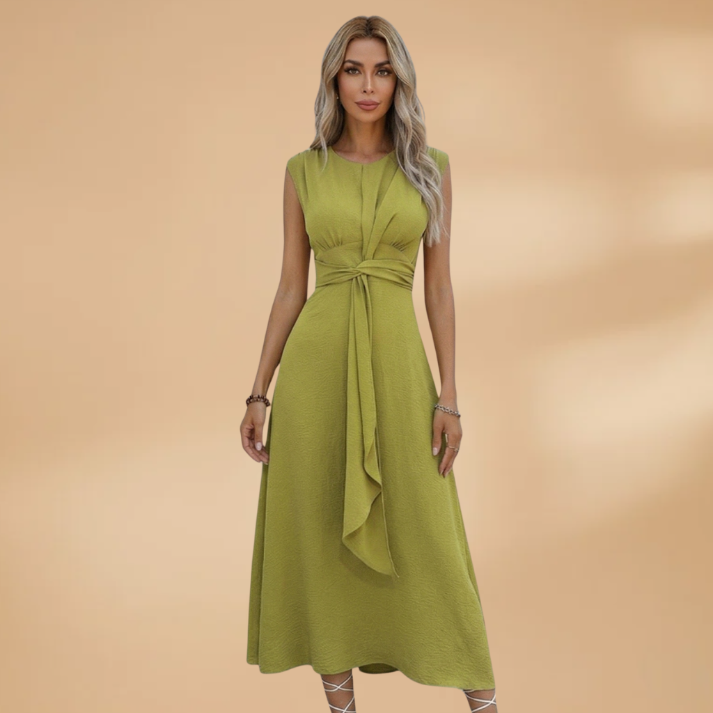 Sleeveless Maxi Dress with Round Neck and Comfortable Fit for Women