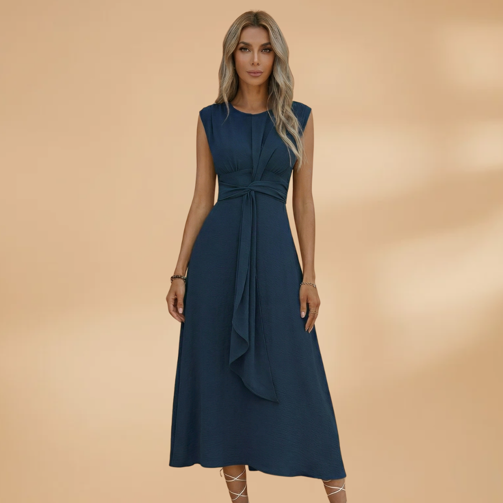 Sleeveless Maxi Dress with Round Neck and Comfortable Fit for Women