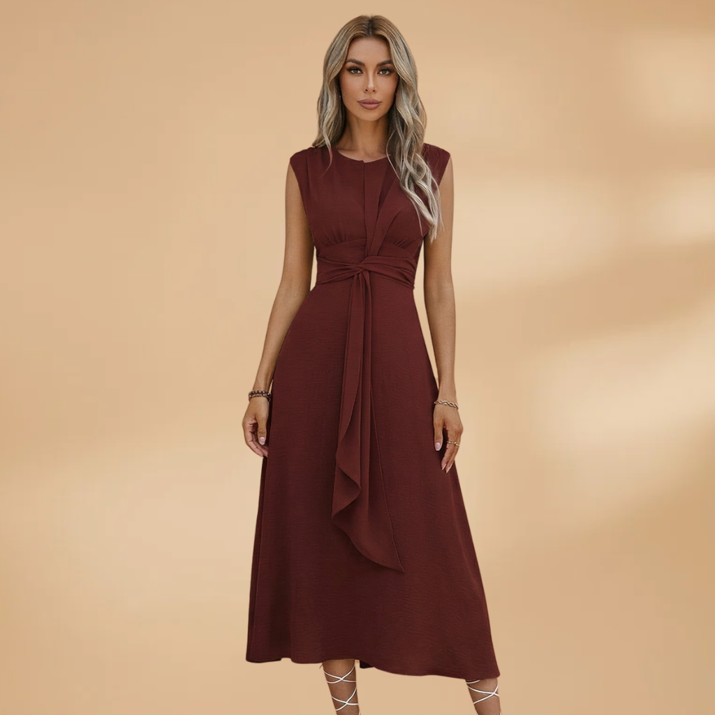 Sleeveless Maxi Dress with Round Neck and Comfortable Fit for Women