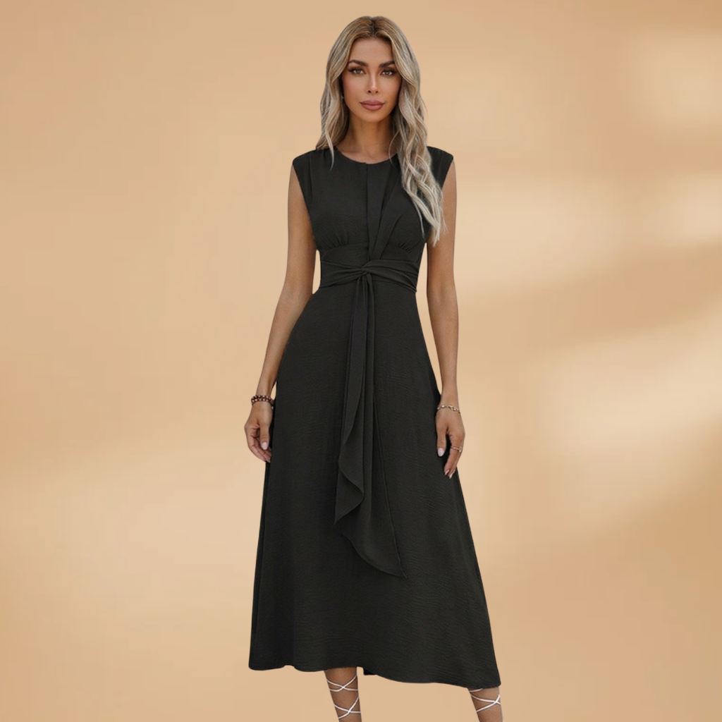 Sleeveless Maxi Dress with Round Neck and Comfortable Fit for Women