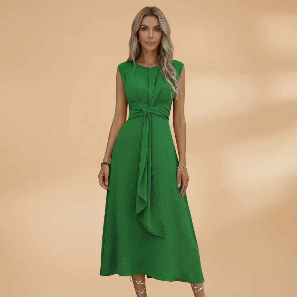 Sleeveless Maxi Dress with Round Neck and Comfortable Fit for Women