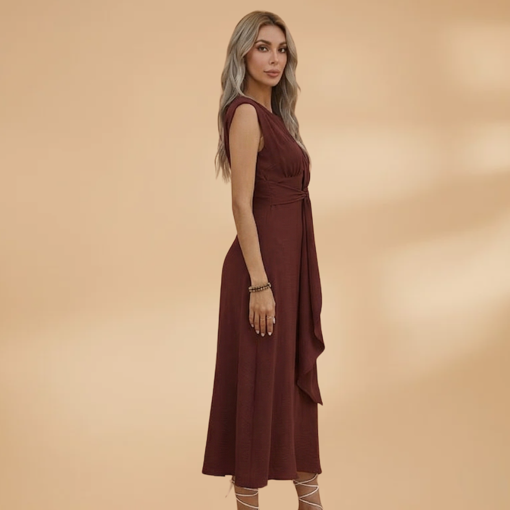 Sleeveless Maxi Dress with Round Neck and Comfortable Fit for Women
