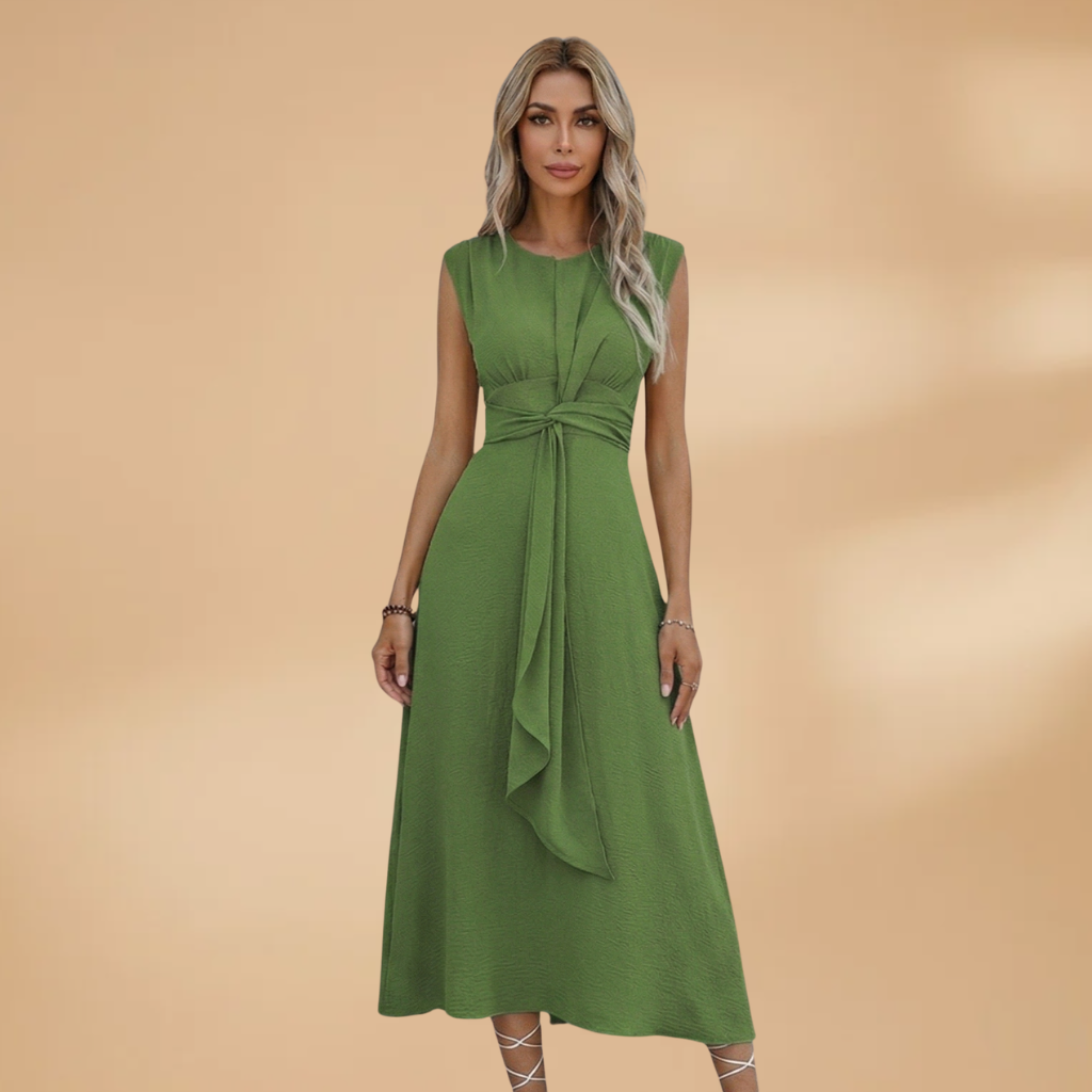 Sleeveless Maxi Dress with Round Neck and Comfortable Fit for Women