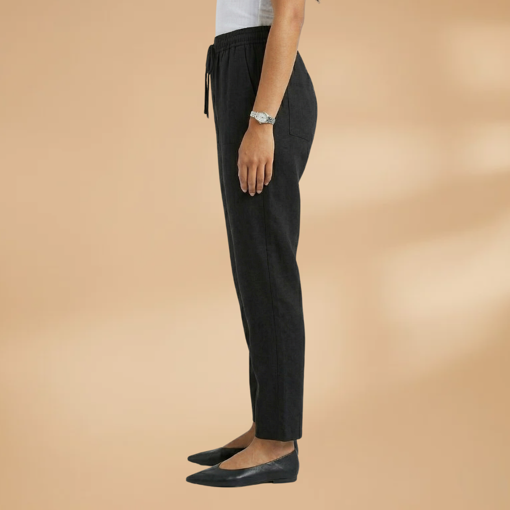 Trousers with Elastic Waistband and Adjustable Drawstring for Women