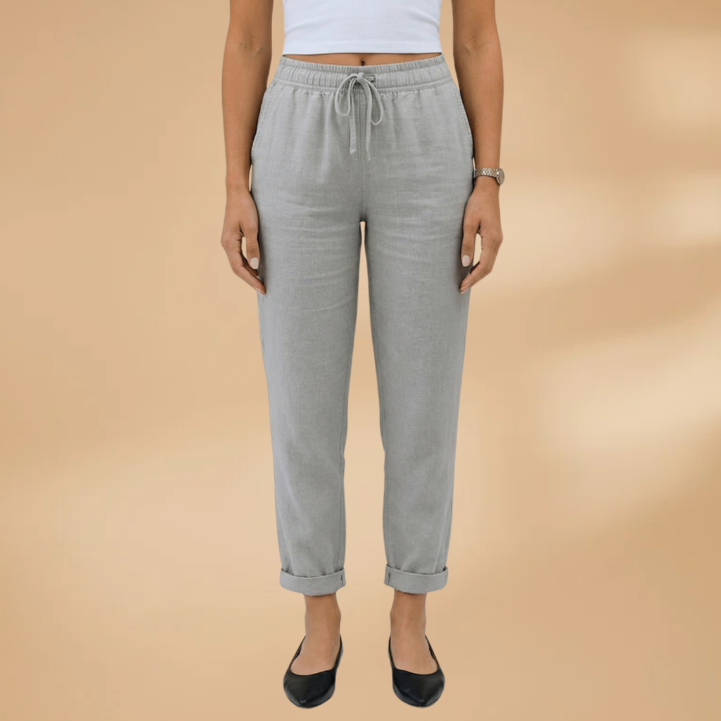 Trousers with Elastic Waistband and Adjustable Drawstring for Women
