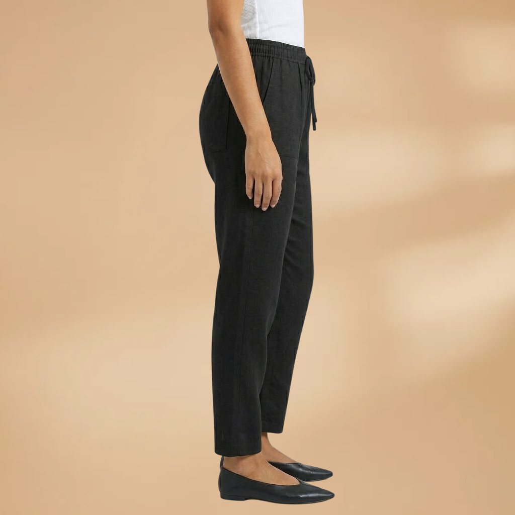 Trousers with Elastic Waistband and Adjustable Drawstring for Women