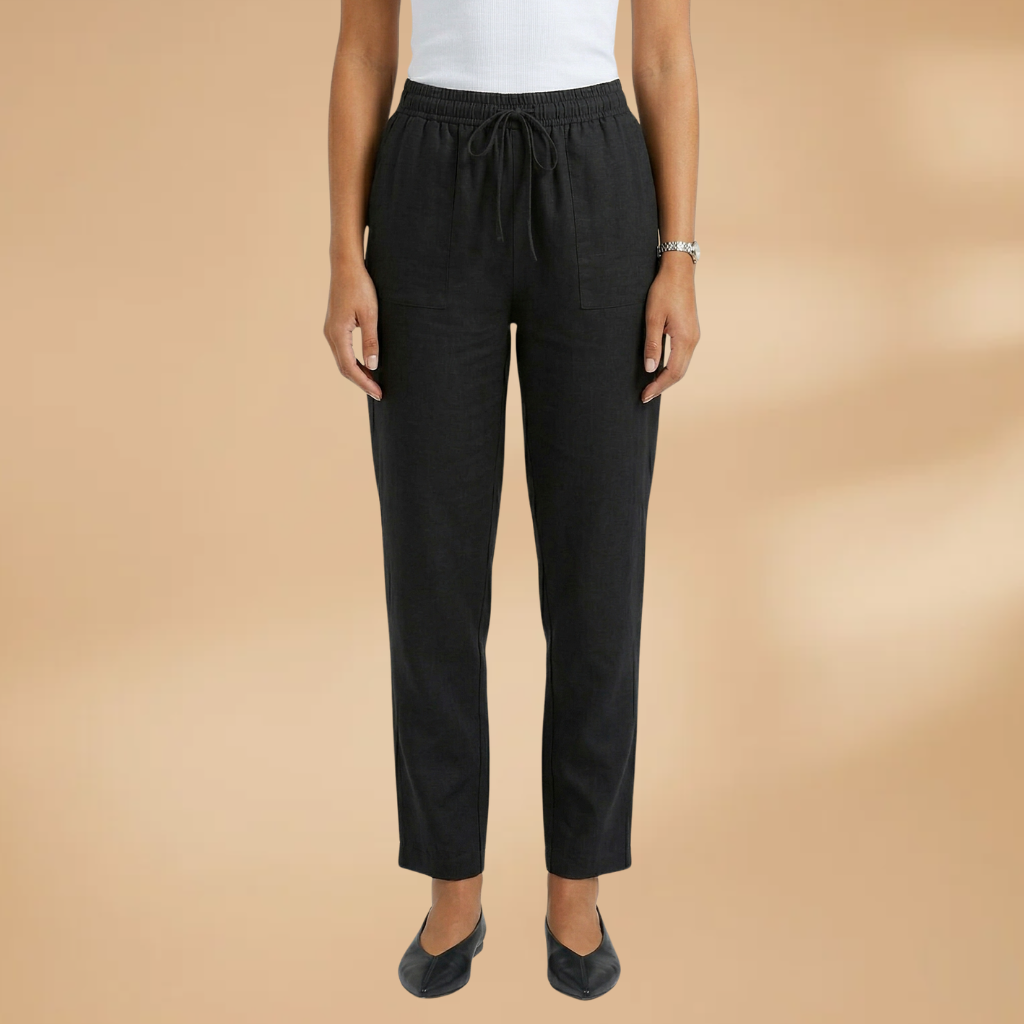 Trousers with Elastic Waistband and Adjustable Drawstring for Women