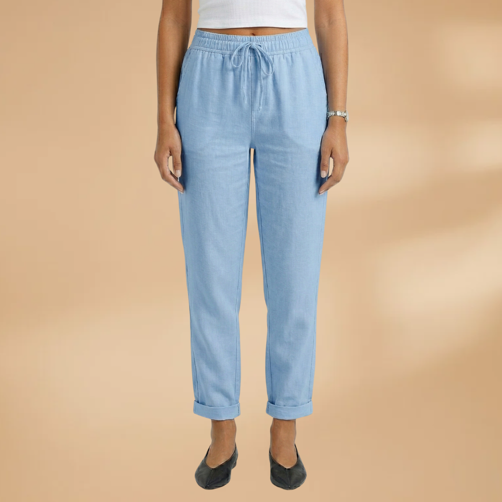 Trousers with Elastic Waistband and Adjustable Drawstring for Women