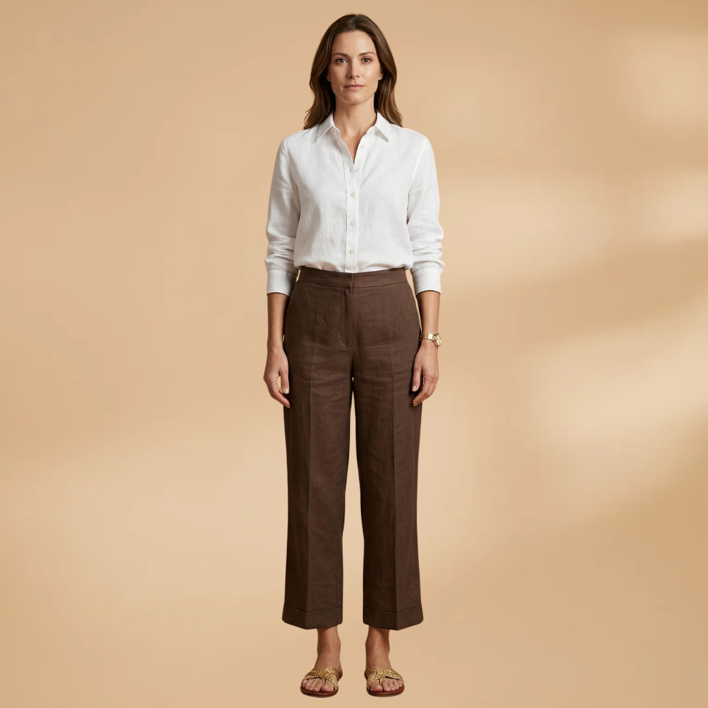 Trousers Side Pockets and Straight Legs for Women