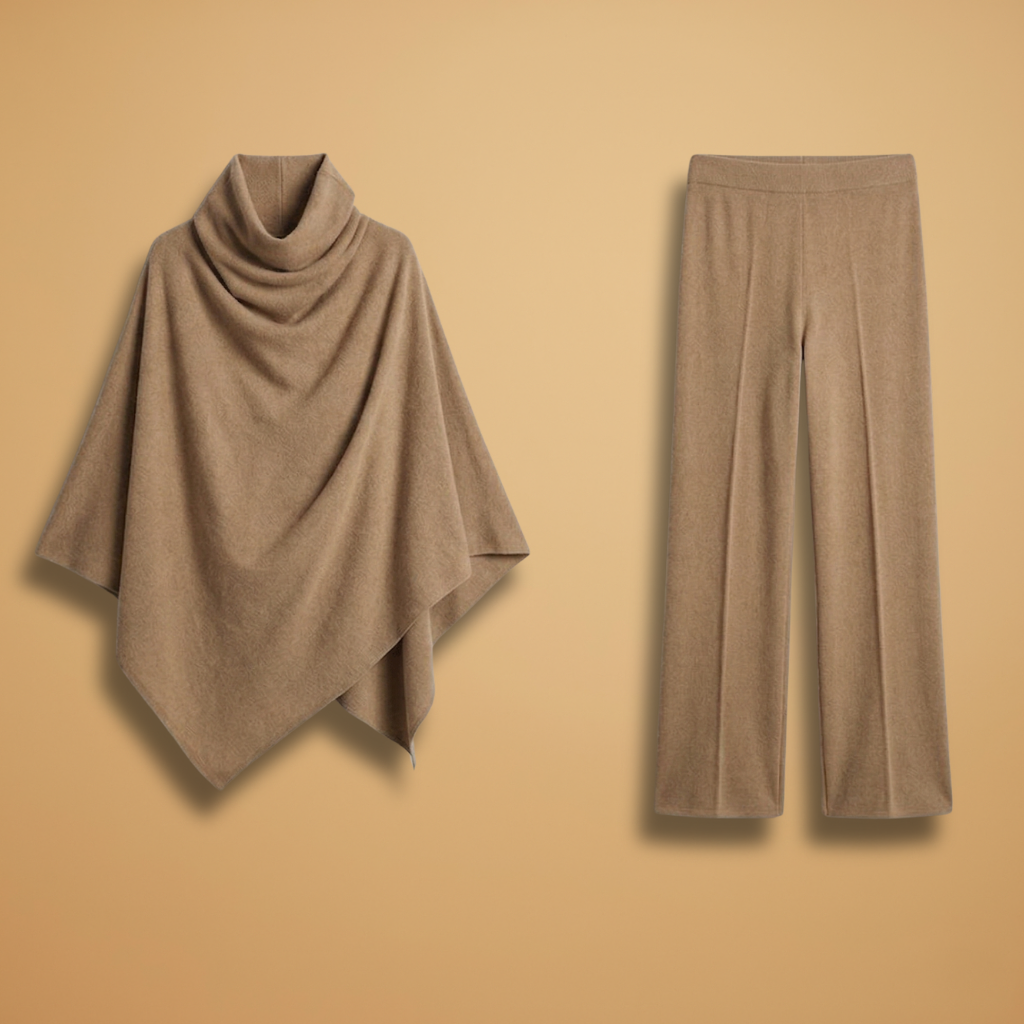 Two-Piece Set with Draped Front and Tapered Legs for Women