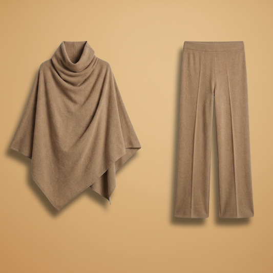 Two-Piece Set with Draped Front and Tapered Legs for Women