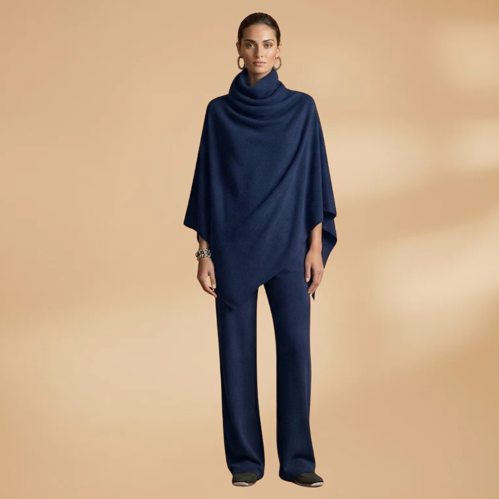 Two-Piece Set with Draped Front and Tapered Legs for Women