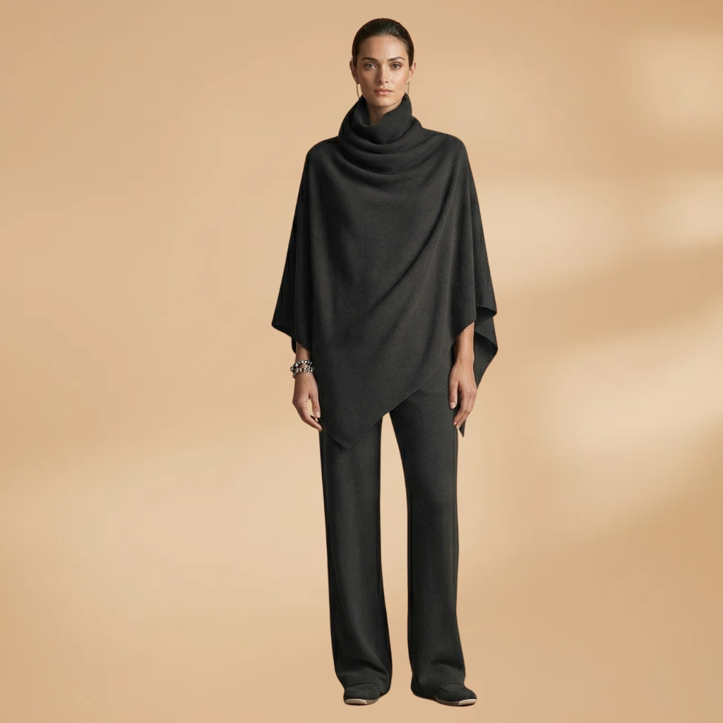 Two-Piece Set with Draped Front and Tapered Legs for Women